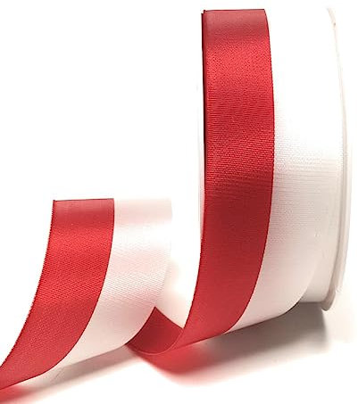 Nationalband 25m x 40mm rot - weiß Vereinsband Ordensband Fanband Dekoband