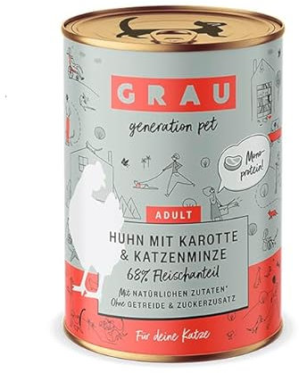 Grau – das Original – Nassfutter für Katzen - Huhn mit Karotte & Katzenminze, 1er Pack (1 x 400 g)