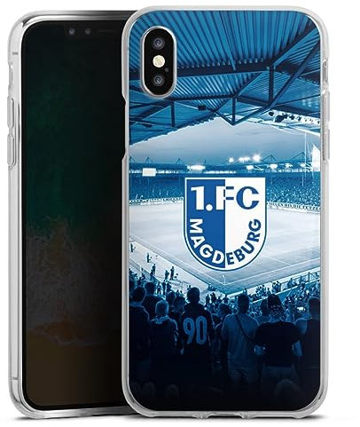Silikon Hülle kompatibel mit Apple iPhone X Case transparent Handyhülle 1. FC Magdeburg Stadion 1. FCM