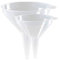 Malabsy® 2 Pack Clear Plastic Funnels 13 & 15cm Ring Holder Storage Easy To Store 2 Different Sizes For Filling Oil, Perfume, Lab Bottles, Laboratory Chemicals, Spices and more