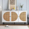 KecDuey Sideboard 129.8X 40x 76cm mit 3 Rattan verzierten Türen Kommode Highboard mit Metallgriffe, für Schlafzimmer & Wohnräume & Büro, Nussbaum (129.8 x 40 x 76 cm, Weiß)