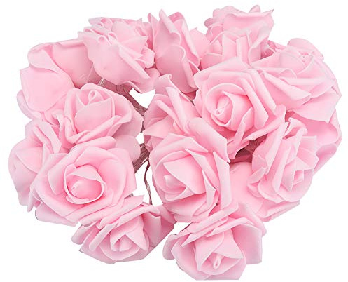 3 Meters Rose Fairy String Lights, 20pcs LED Artificial Flower Light Strings for Wedding Christmas Festival Decoration (3 meters 20 lights - pink rose - USB)