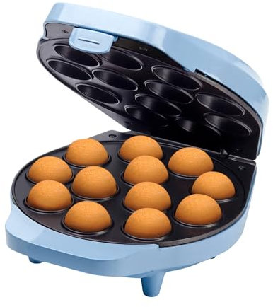 Bestron macchina per cake pop di dal design retrò, con maggiordomo per cake pop, forchetta e 12 bastoncini per cake pop, 700 W, colore: blu