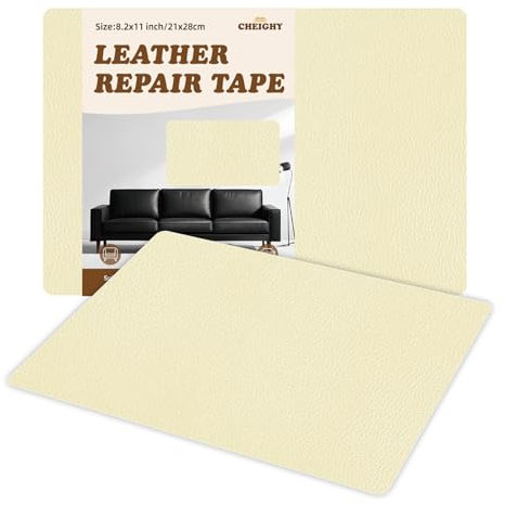 CHEIGHY 2er Leder Reparatur Set - 20x28 cm Kunstleder Selbstklebend Reparatur Lederflicken Premium Leder Patch Selbstklebende Flicken für Sofas Couch Autositze Möbel Reparatur (Beige, 20 x 28 cm)