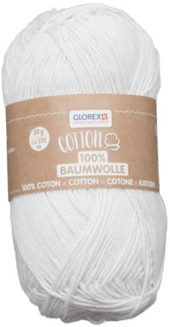 CREATIV DISCOUNT Strick- und Häkelgarn Baumwolle 100% Cotton, 50g weiß