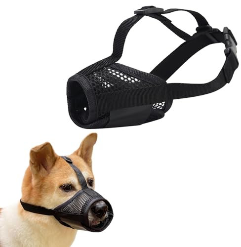 Yoolhamy Maulkorb Mittlere Hunde, Kleine Große Verstellbarer Dog Muzzle, Atmungsaktive Haustier Maske Hundetraining, for Labrador Chihuahua Anti Giftköder Maulkorb
