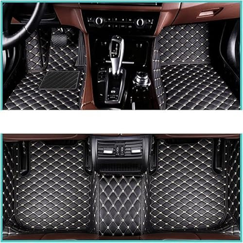 Nsnqb Volle Abdeckung Leder Auto Fußmatten für VW Amarok 2010-2020, Strapazierfähigen Allwetter wasserdichte rutschfeste Auto Fussmatten Set,B/Black Beige