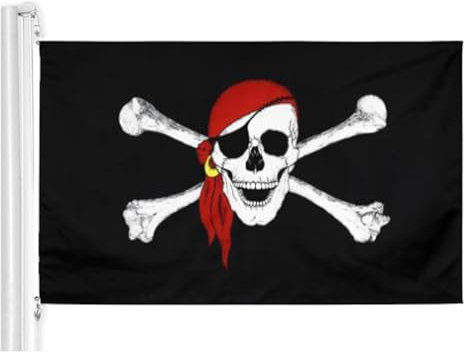 Piratenflagge,Fahne mit Totenkopfdesign,Piraten Flagge 90 x 150 cm,Schädel Flagge,Wetterfeste Fahnen für Fahnenmast,90 x 150 cm Jolly Roger-Flagge,für Piraten Party,Halloween Dekoration