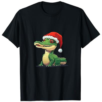 Süßes Baby-Krokodil mit Weihnachtsmann-Mütze T-Shirt