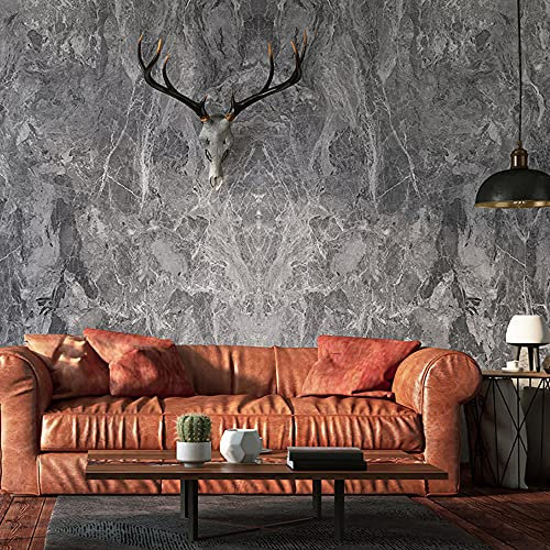 Grey Marble Wall Paper Dark Marble Contact Paper for Countertops Kitchen Granite Wallpaper Peel and Stick Counter Top Stick Paper Thick Matte Vinyl Wallpaper for Living Room Wall Cabinets 24×356