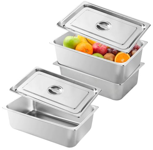 Lot de 3 plats à panure en acier inoxydable avec couvercle - Pour côtelettes - Récipient en acier inoxydable - 32,5 x 17,5 x 6,5 cm