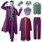 IEEILULU Costume Joker Uomo, Horror Clown Halloween Assassino Con Cappotto Viola, Gilet Verde, Pantaloni, Cravatta, Finto Colletto della Camicia e Guanti (L)