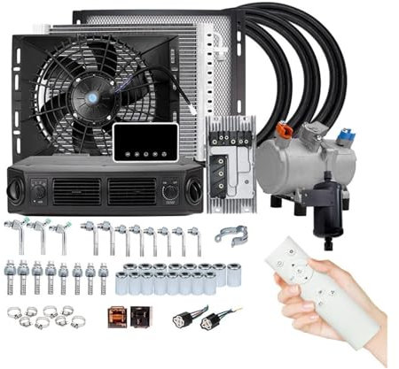 Compresor de aire acondicionado eléctrico universal for automóvil, 12 V, 24 V, compatible con furgonetas, Street Rod, Hot Classic A/C(Cool and Heat 24V)
