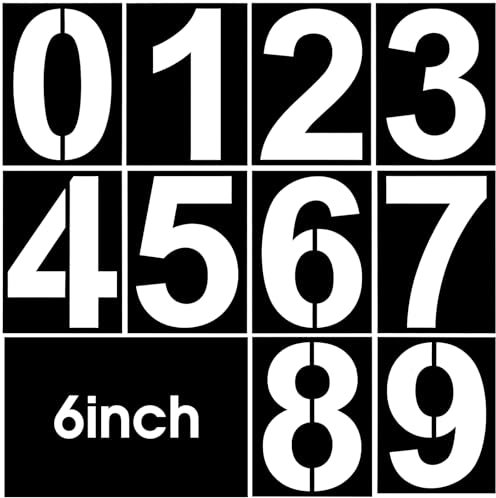 Gjinxi 10 Stück Kunststoff Zahlen Schablonen, Wiederverwendbare Waschbar Zahlenschablonen, 0-9 Bordsteinadresse Schablone Zahlen für Markierung Garagenparkplätzen Hausnummern Briefkästen Adressen(15cm