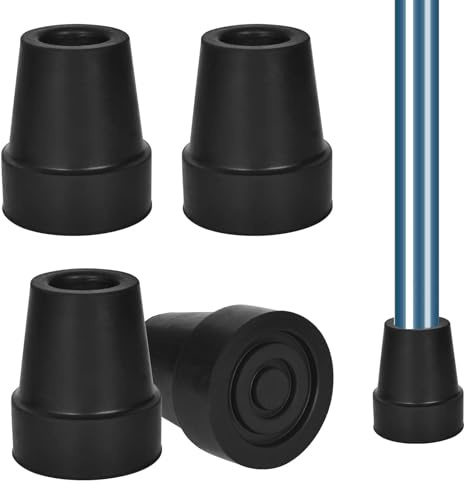 4 Stück Walking Stöcke Gummipuffer,19mm Gehstock Gummipuffer, Gummifuß für Krücken,Rutschfest Schutzkappen,für Walkingstöcke Mit Metalldichtung,Asphalt Kies Berge Wandern