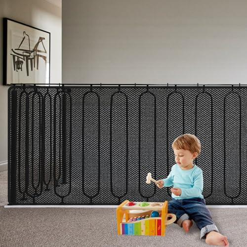 Kinder Sicherheitsnetz, Baby Balkon Geländer Treppenhaus Sicherheitsnetz, Erhöhtes Langlebiger Treppen Schutznetz Treppengeländer Zaun Mesh-Schutznetz für Kinder Haustiere (Schwarz, S (300 x 90 cm))
