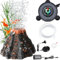 HIULLEN Aquarium Dekorationen Set, Fisch Tank Dekorationen mit Bunte Led Lichter, Aquarium Vulkan Form Luftblase Stein Sauerstoff Pumpe, Bunte Led Lichter Zubehör Deko Vulkanstein Bubbler Zubehör