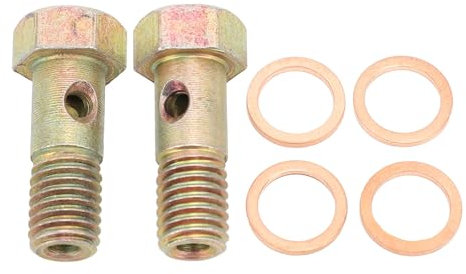 TKSE Brake Hose Caliper Banjo boIt,Pair of M10x1.5 Caliper Brake Hose Banjo boIt Set Stainless Steel Brake Line Hose Bolts with Crush Washers