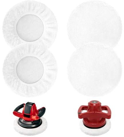 Kaempe 4 Stück Lammwoll Polierhauben, Zubehör für Einhell Auto Akku Poliermaschine CE-CB 18/254 Li & Einhell CC-PO 90,Geeignet für Polierscheiben mit einem Durchmesser von 220-250 mm