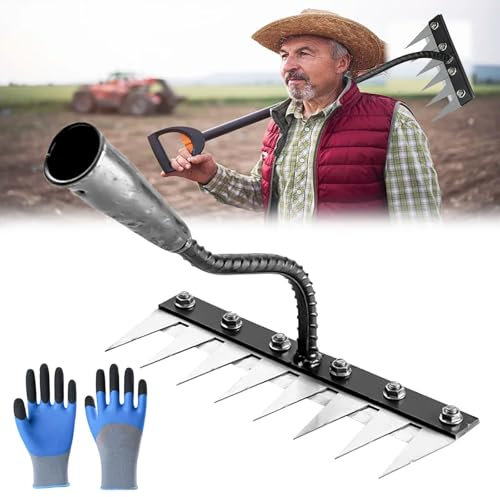 Rateau De Désherbage Berthaus, 5/6/7/8 Dents Rateau Bertaus, Râteau De Jardin en Métal Très Résistant, Outil De Râteau De Désherbage pour Désherber/Ameublir/Semence (8 Dents)