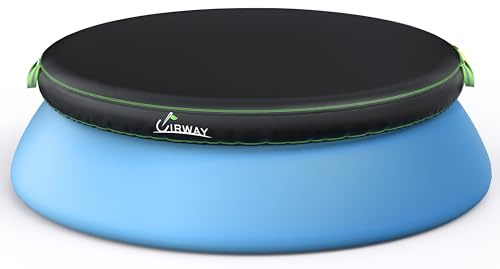 UIRWAY Poolabdeckung Rund 457 cm - Für Easy Set Pool, 420D Abdeckplane Pool mit Elastischem Band, 2 Reflektierenden Griffen, UV-beständig, Schwarz
