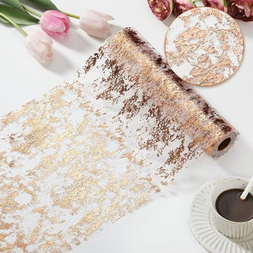 WEKONUMEX Chemin de Table, for la décoration de Table, fête, Mariage, Noël, Anniversaire, Baby Shower, décoration de Table(Rose Gold,28 x 1500 cm 1pack)