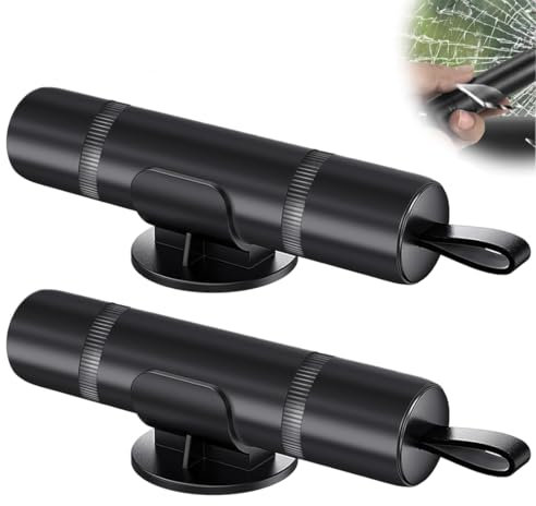 GXGM 2 Stück Auto Sicherheitshammer, Gurtschneider und Glasbrecher, Tragbarer Fensterbrecher und Sicherheitsgurt Cutter für Autoscheibe Notfallrettungs Werkzeug, Schwarz