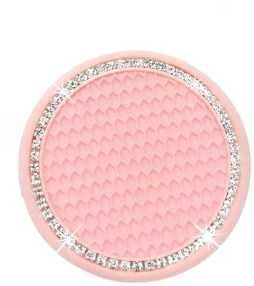 1 PCS Car Cup Holder Coaster, Universal Passenger Princess Car Accessories, General Vehicler Cup Holder Silicone Anti Slip Bling Crystal Rhinestone Auto Car Accessories for Women & Lady