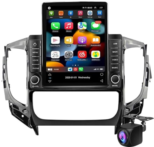 9,7 Zoll Doppel DIN CarPlay Autoradio Für Mi-tsubishi Triton L200 Sport 2015–2019 Mit Android Auto Radio GPS Bluetooth Mirror Link/SWC/Bluetooth/FM SWC + Rückfahrkamera + Mikrofon(Color:8-Core 4+64G)