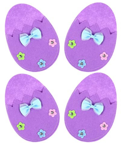 EXQUIMEUBLE 4 Piezas Soporte de Cubiertos de Pascua Bolsas de Almacenamiento Forma de Huevo para Decoraciones de Fiesta y Accesorios Festivo