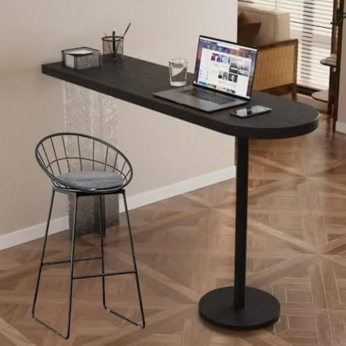 Dalumian Mesa de Bar Estrecha con 1 Silla, Mesa de Comedor Estrecha y Larga para Cocina,para el hogar, Escritorio de Pub de Madera Maciza(Black,160cm)