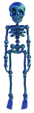 Poseable Skeleton Fridge Magnet,3D Printed Hallowe/en Bones Articulated Skeleton Human,Hallowe/en Decorations Mini Magnetic Skeleton with Movable Joi/nts,Hallowe/en Funny Gifts for Kitchen,Blue