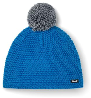 Eisbär Mütze Damen & Herren Jamie Pompon Blau - Merino Unisex mit Fleece schützt vor Kälte und Wind - Klassische Bunte Bommelmütze Strickmütze Haube aus Österreich