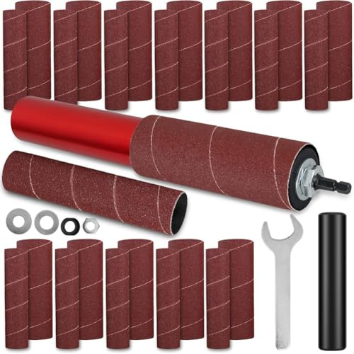 Flaroey Adaptador de Lijadora de Husillo para Taladro, Tambor de Lijado Manual para Taladros de Columna y Taladros Eléctricos, para Pulir Madera