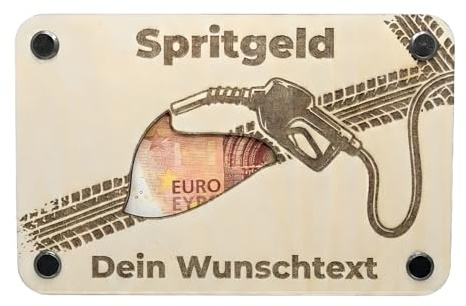 Personalisiertes Geldgeschenk aus Holz Spritgeld – Geldverpackung mit Tank-Motiv, Führerschein bestanden, Auto, 18 – Originelle Karte für Scheine & Gutscheine – Holzkarte (14x9cm) (Spritgeld)