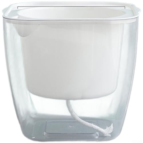 Pot de fleurs carré transparent à arrosage automatique, plastique ABS épais pour plantes d'intérieur (blanc, 1 pièce) (G109)