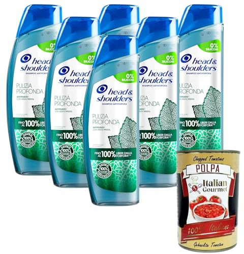 Italian Gourmet H&S Shampoo Antiforfora Pulizia Profonda, Antiprurito mit Mentha Piperita, 0% Silikon, 100% Recycelbare Flasche, 6x 250ml+ Italian Gourmet Polpa