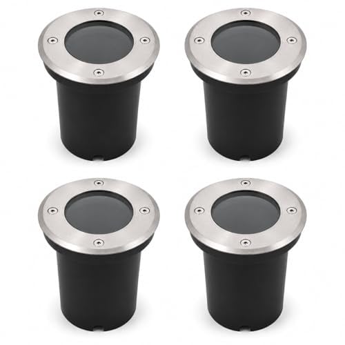 damastoreitalia Faretto Calpestabile tondo GU10 da Incasso per Esterno IP65 Acciaio Inox 220V per Vialetti Giardini (4 pezzi)