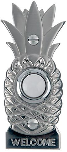 Safeguard Supply - Brass Doorbell Wired Button - Decorative Doorbell Button - Beautifully Crafted Pineapple Doorbell Button Nickle Finish - Doorbell Button Lighted