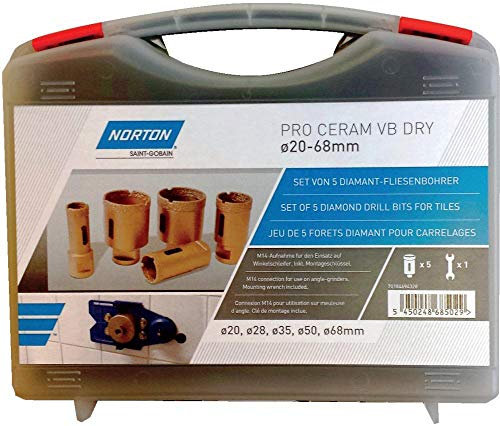 Norton Clipper 70184694419 Fliesenbohrkronenset im Koffer, 7-teilig