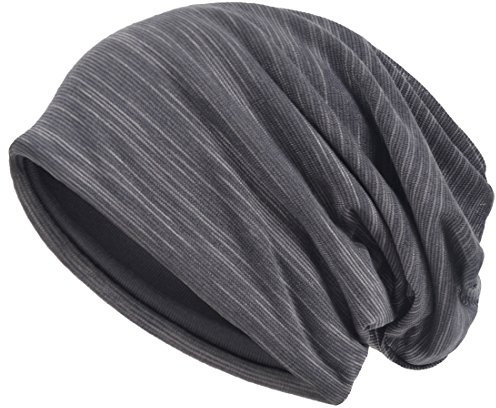 VECRY Herren Slouch Hollow Mütze Thin Sommer Cap Strickmützen Beanie Skullcap (Grau)