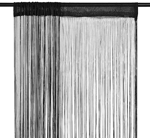 Rideau en fils 2 pcs 100 x 250 cm Noir
