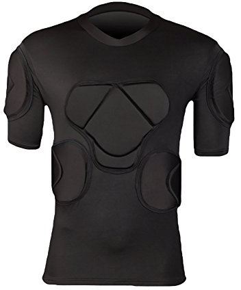Lalander T-shirt de protection à manches courtes rembourré pour football, basketball, paintball, arts martiaux, rugby