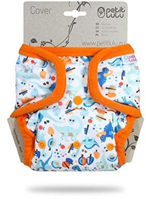 Petit Lulu One Size Überhose (5-16 kg) für Stoffwindeln Druckknöpfe (Prähistorische Tiere)