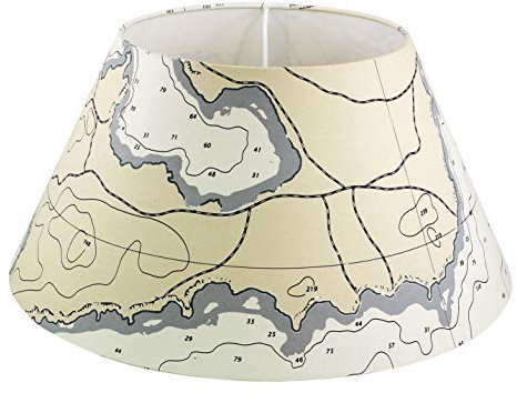 Sea-Club Lampenschirm - Seekarten-Motiv Schirmlampe Papier/Plastik/Eisen H=17cm Ø=36cm