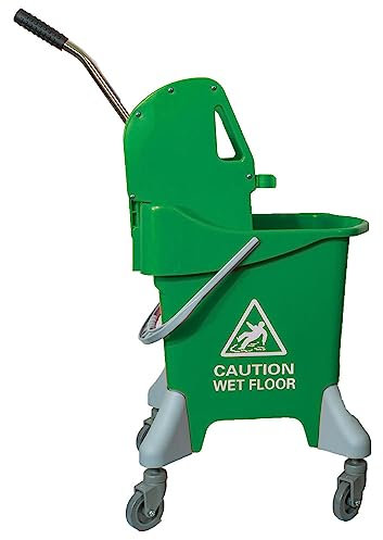 Ramon Hygiene Kentucky 25L Mopping System with Gear Press Wringer, Green, Industrial Mop Bucket, Large Commercial Floor Cleaning
