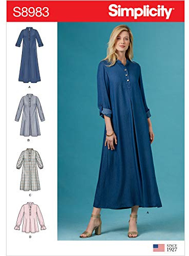 Simplicity Sewing Pattern S8983 Misses' Dresses with Sleeve Variation, White