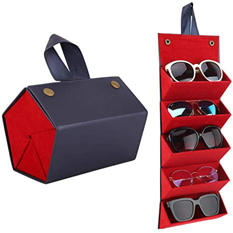 MoKo Brillenorganizer Brillenaufbewahrung/Präsentation, Reisen Sonnenbrillen Brillenbox zur Aufbewahrung von 5 Brillen, Tragbar Brillenetui für Damen Herren
