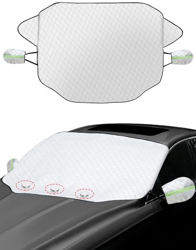 Starlife Frontscheibenabdeckung Winter gegen Schnee EIS, Frost, Staub, Sonne, Magnet Fixierung Auto Scheibenabdeckung mit Spiegelschuz, Faltbare Windschutzscheibe Abdeckung für Auto/SUVS (Groß)
