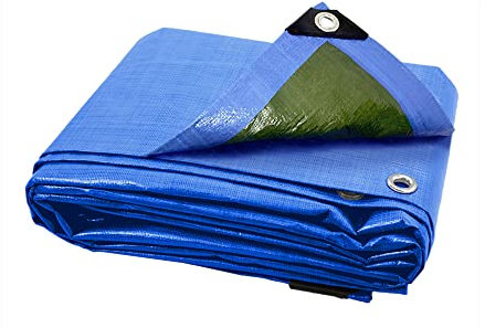 ANSIO Tarpaulin 3m x 3m / 10ft x 10ft Tarpaulin Waterproof Sheet 90g/m² - Blue/Green